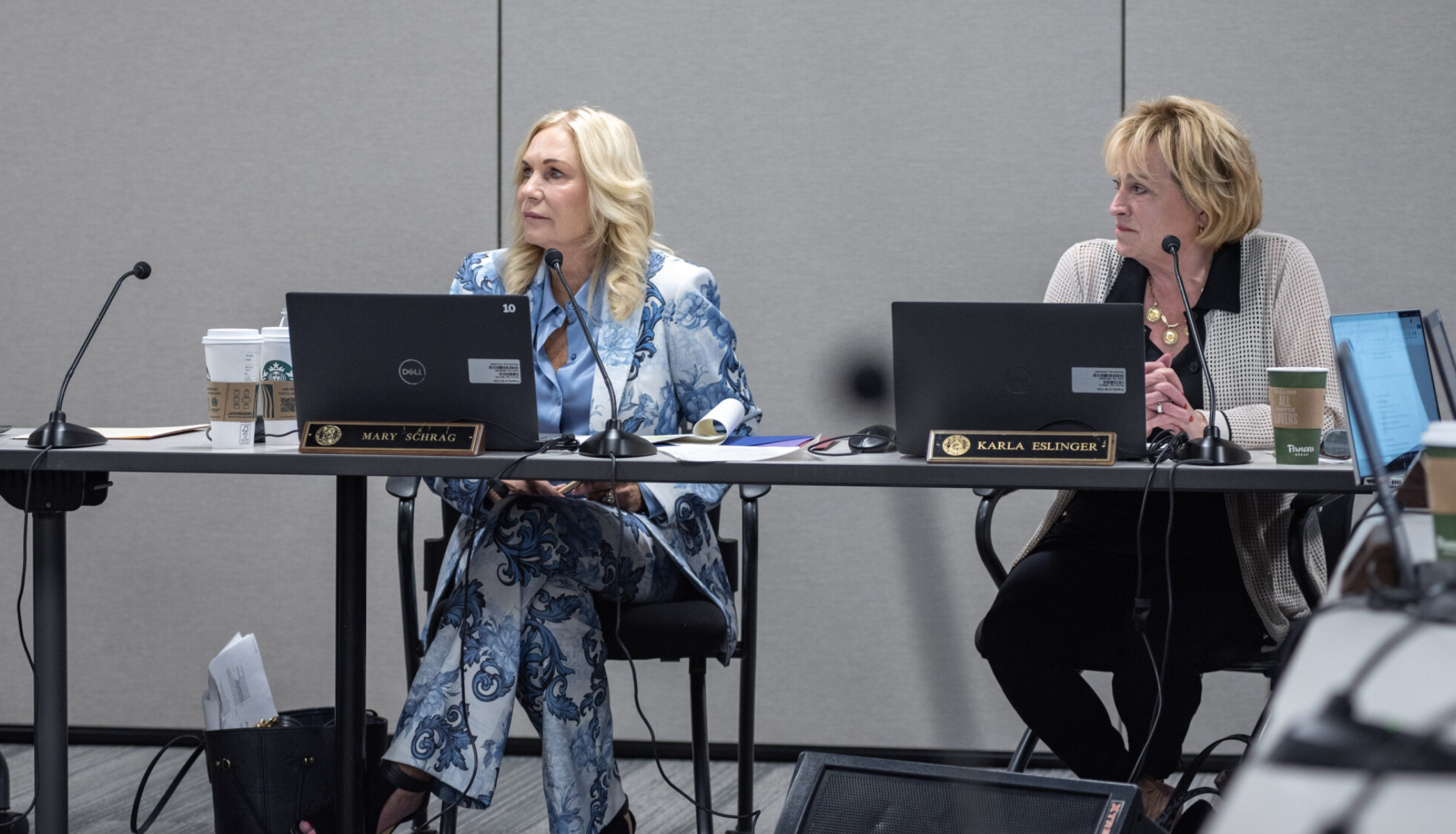 Missouri State Board of Education President Mary Schrag and Education Commissioner Karla Eslinger lead a board meeting Sept. 17 at the Missouri Special Olympics building in Jefferson City (Annelise Hanshaw/Missouri Independent)