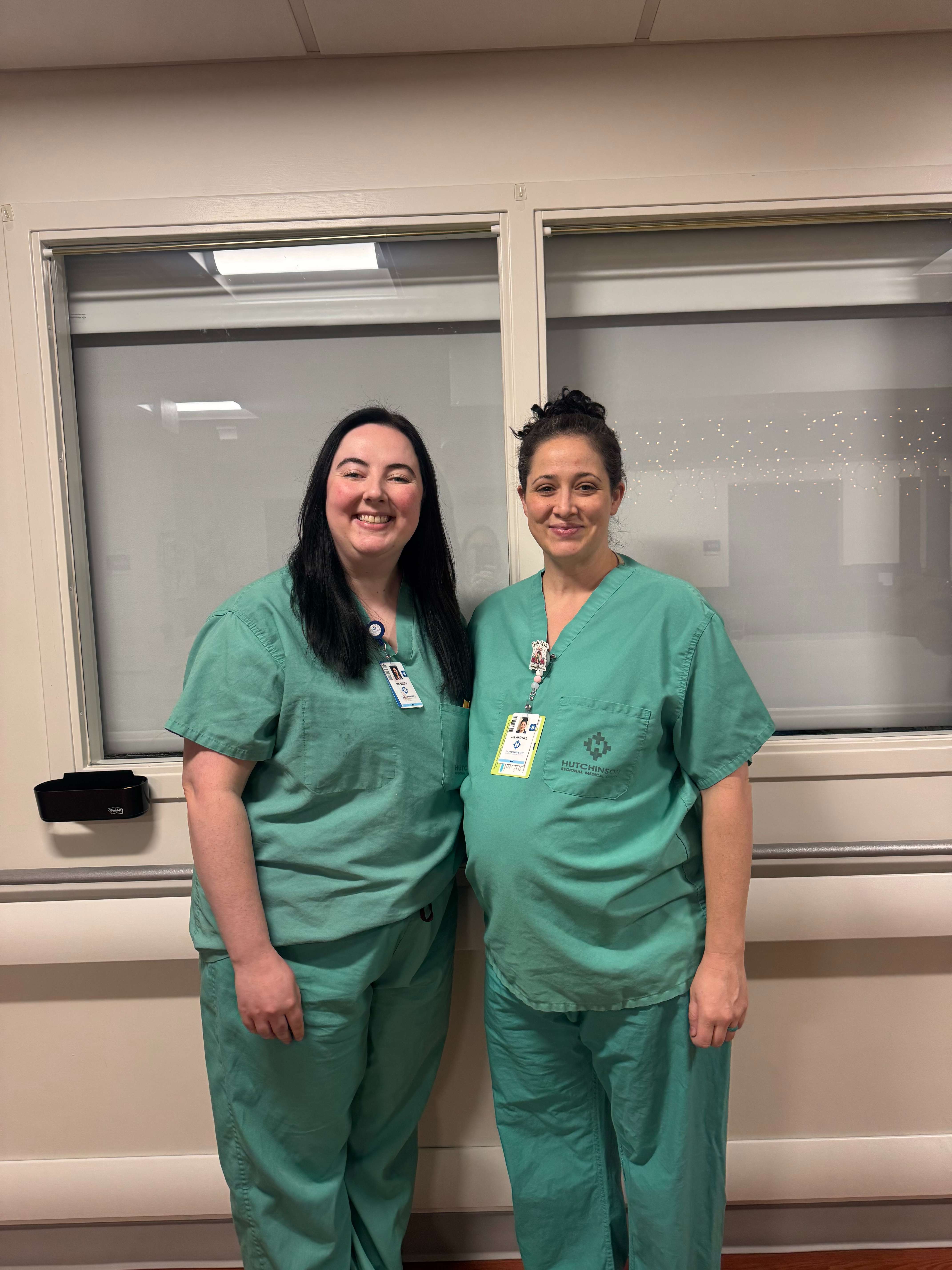 PrairieStar Health Center family medicine provider Dr. Miranda Smith (left) made history by being the first family medicine doctor to deliver a baby at the Hutchinson Regional Medical Center in 40 years.