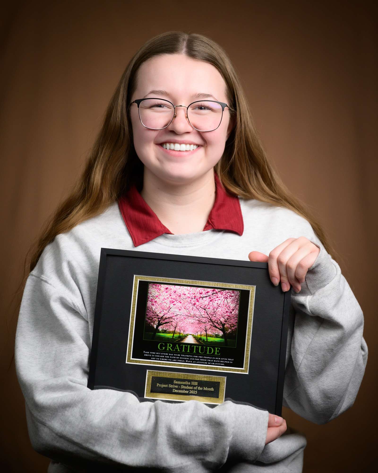 Samantha Hill of Gillette, Wyo., is the Project Strive Student of the Month for December 2025. (Photo by Daniel Binkard/Chadron State College)