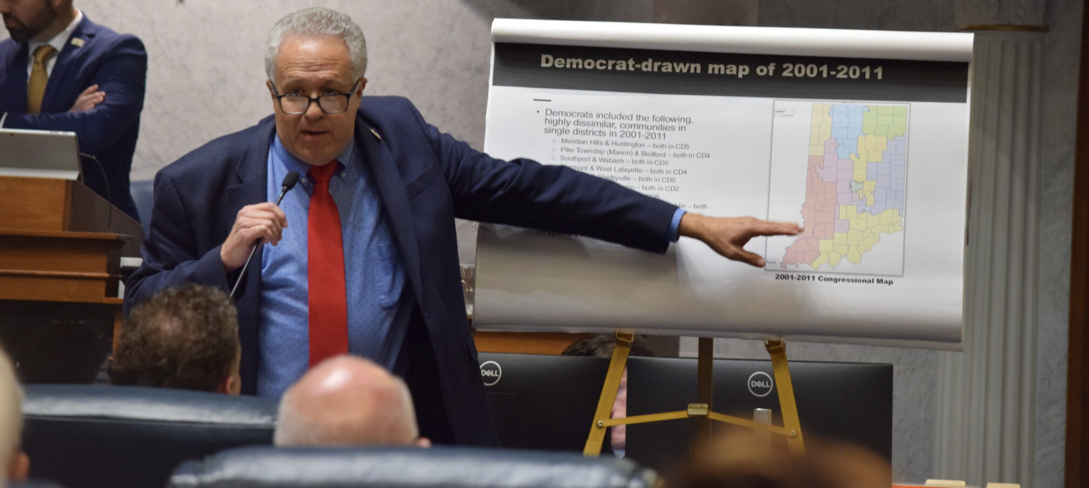 Sen. Mike Gaskill, R-Pendleton, argues in support of a redistricting bill in the Senate Chamber on Dec. 11, 2025. (Photo by Casey Smith/Indiana Capital Chronicle)