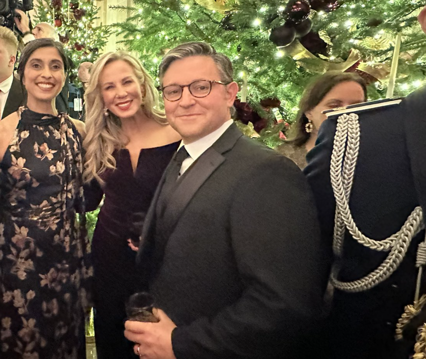 Speaker Johnson at the the White House Congressional Christmas Ball on Friday -image from his social media page