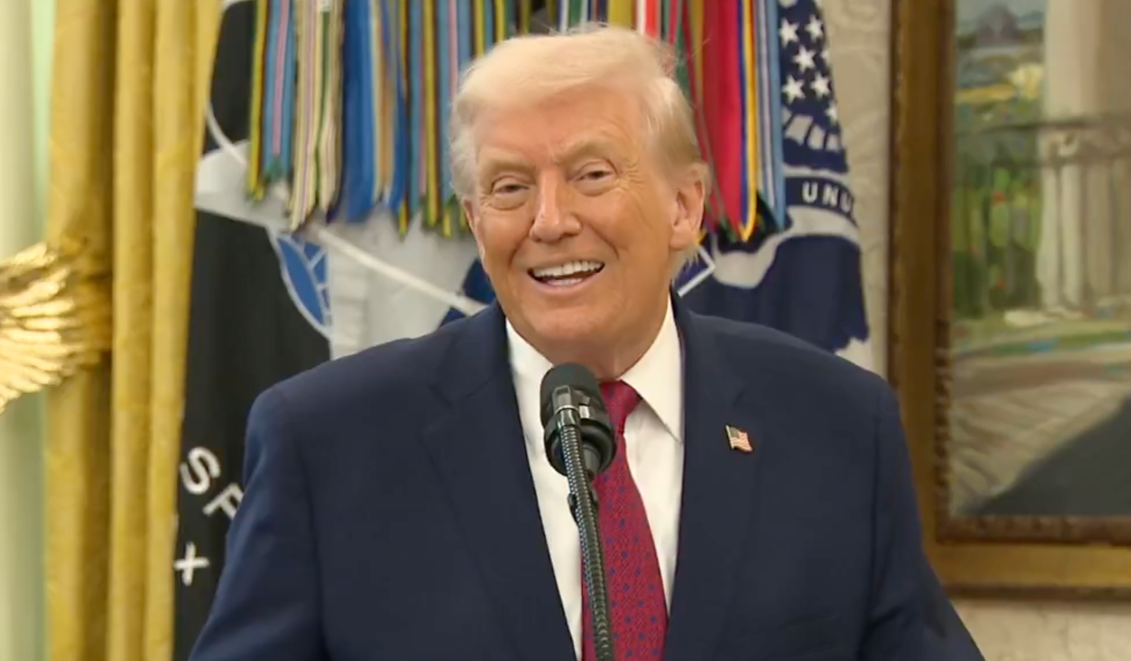 The president was asked if he stood by his social media post in light of the pushback he was getting, including from those in his own party. Using the third person, Trump said Reiner “was a deranged person as far as Trump is concerned.” “I was not a fan of Rob Reiner at all, in any way shape or form,” Trump said. “I thought he was very bad for our country.”- image from White House video