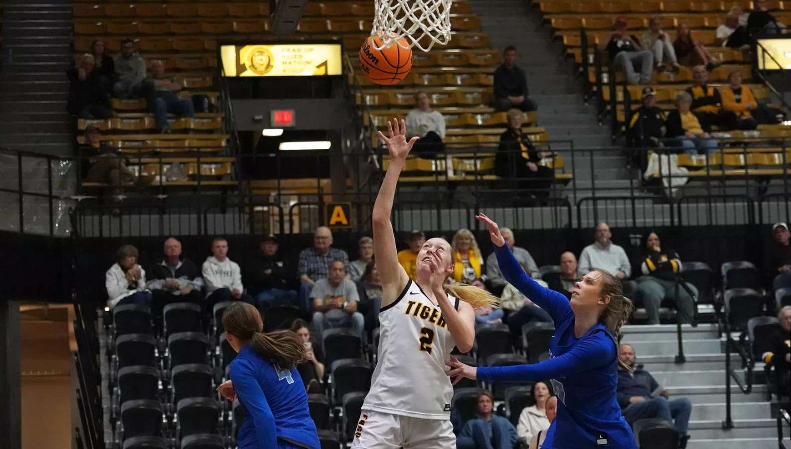 Fort Hays State's Sarah Lawless (2) attempts a shot against Tabor College on Tuesday, December 16, 2025 in Hays, Kan. (FHSU Athletics photo/Gillian Lynch)