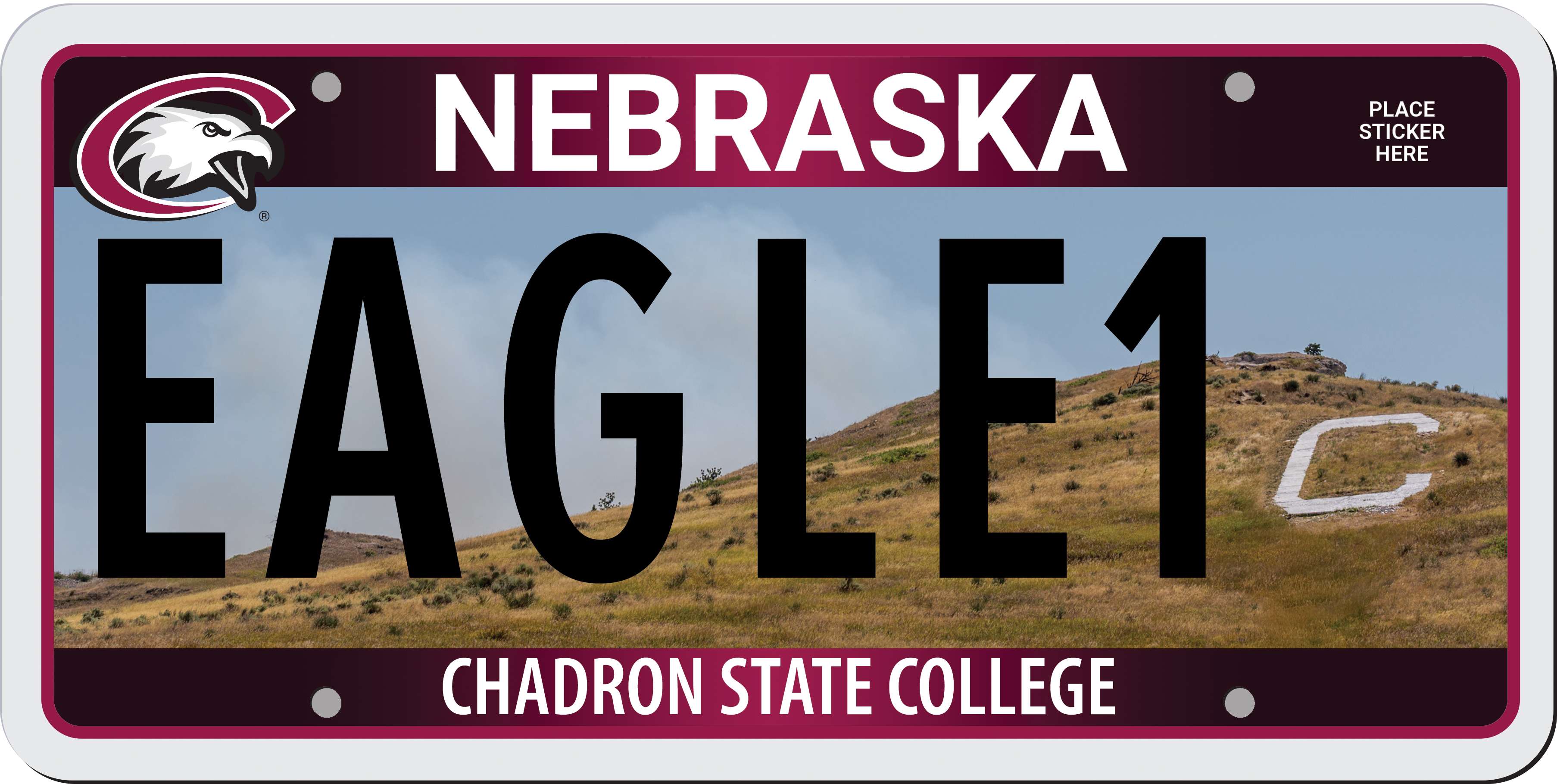 Chadron State College’s specialty license plate design featuring the iconic C-Hill location is in development, and supporters can express their interest in purchasing one by completing a brief online form.