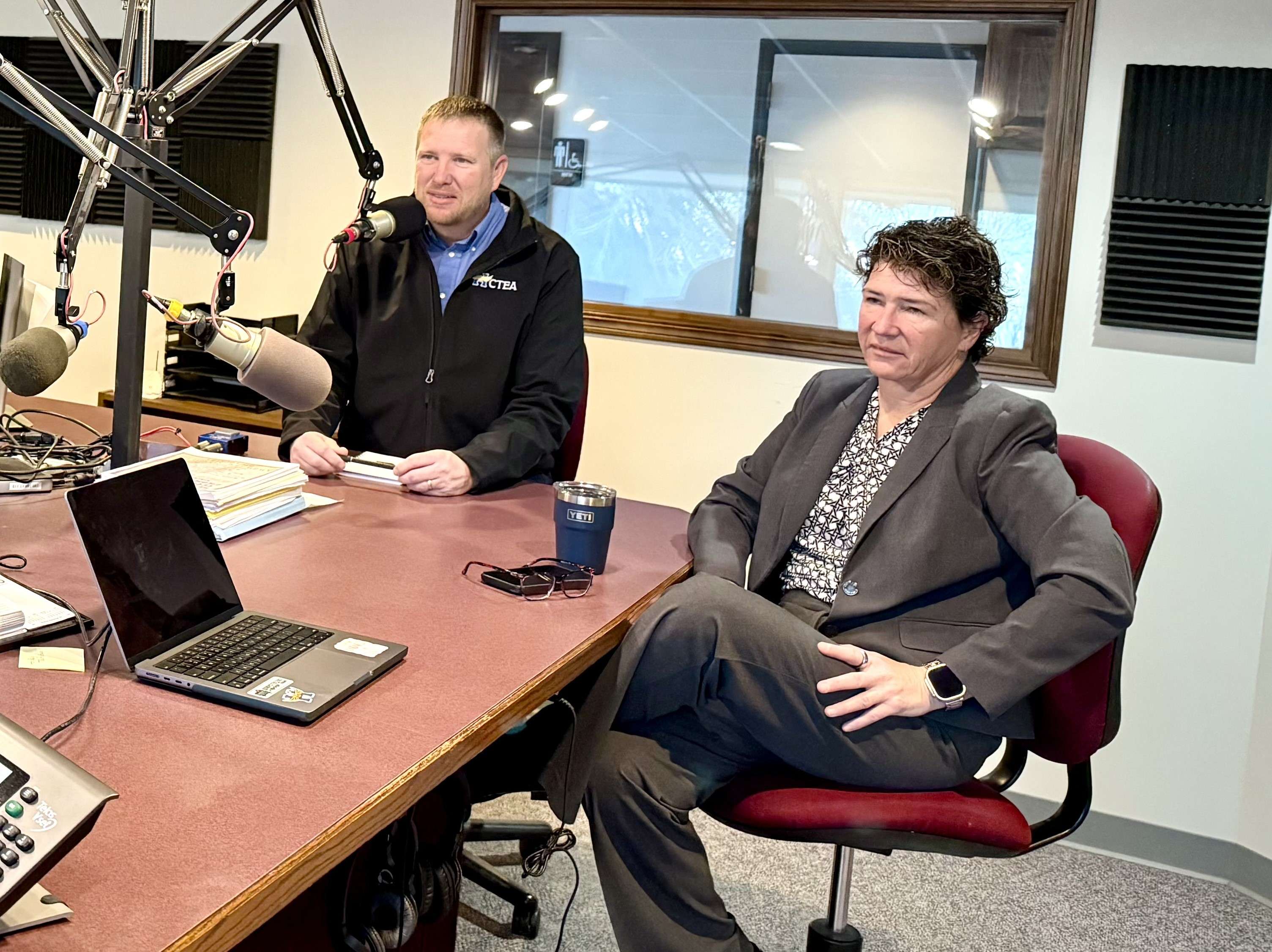 Travis Riebel (L) and Dr. Dawn Johnson (Photo courtesy Stacy Goss, USD 308)