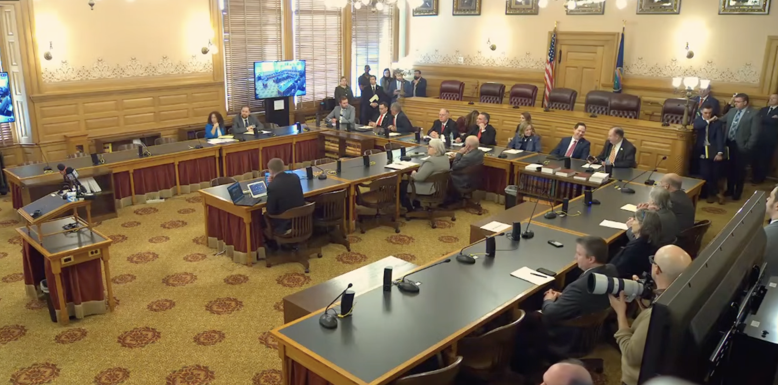 -A view of the Legislative Coordinating Council meeting moment before the unanimous vote-image from the Kansas Legislature YouTube page