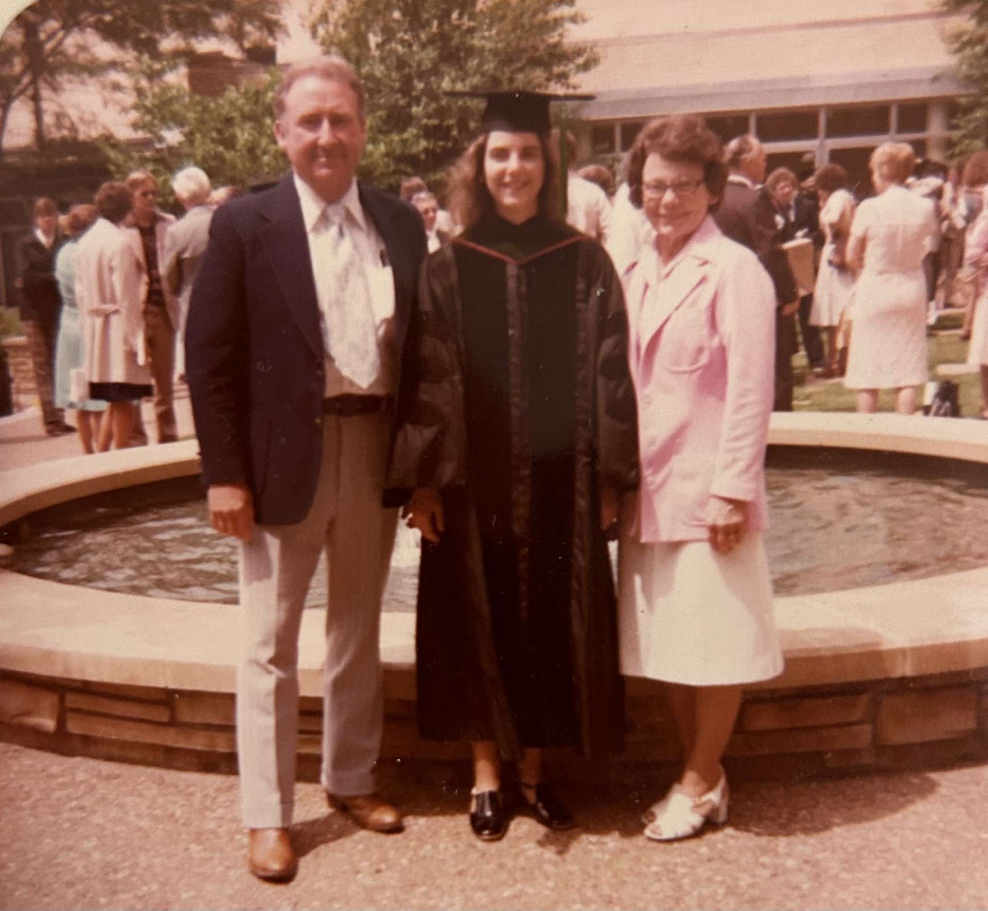 Vincent and Laurel McBoyle share in the celebration of their daughter’s graduation from KU School of Medicine-Wichita. Marilee McBoyle-Wiesner, M.D., who graduated in May 1977, recently established a fund in honor of her parents. (Courtesy photo)&nbsp;