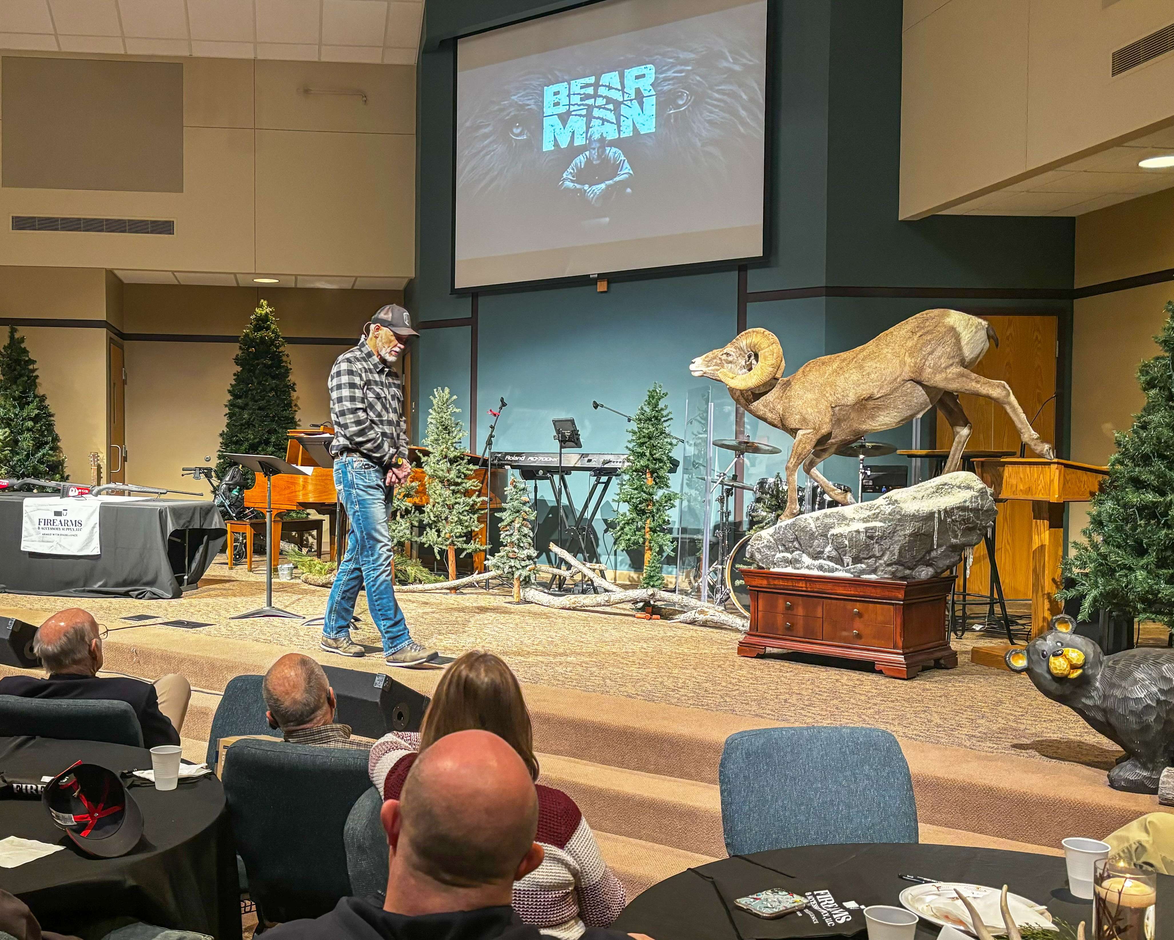Jim Van Steenhouse speaking at the Hays Super Buck Dinner at North Oak Community Church. Photo by Tony Guerrero/Hays Post
