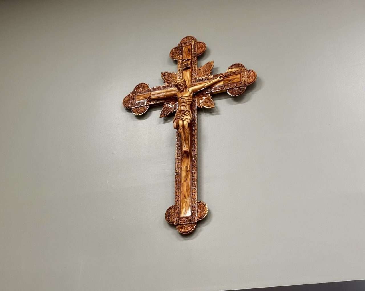 A crucifix hangs on a wall at Kat's Hallmark in Hays. Photo by Tony Guerrero/Hays Post