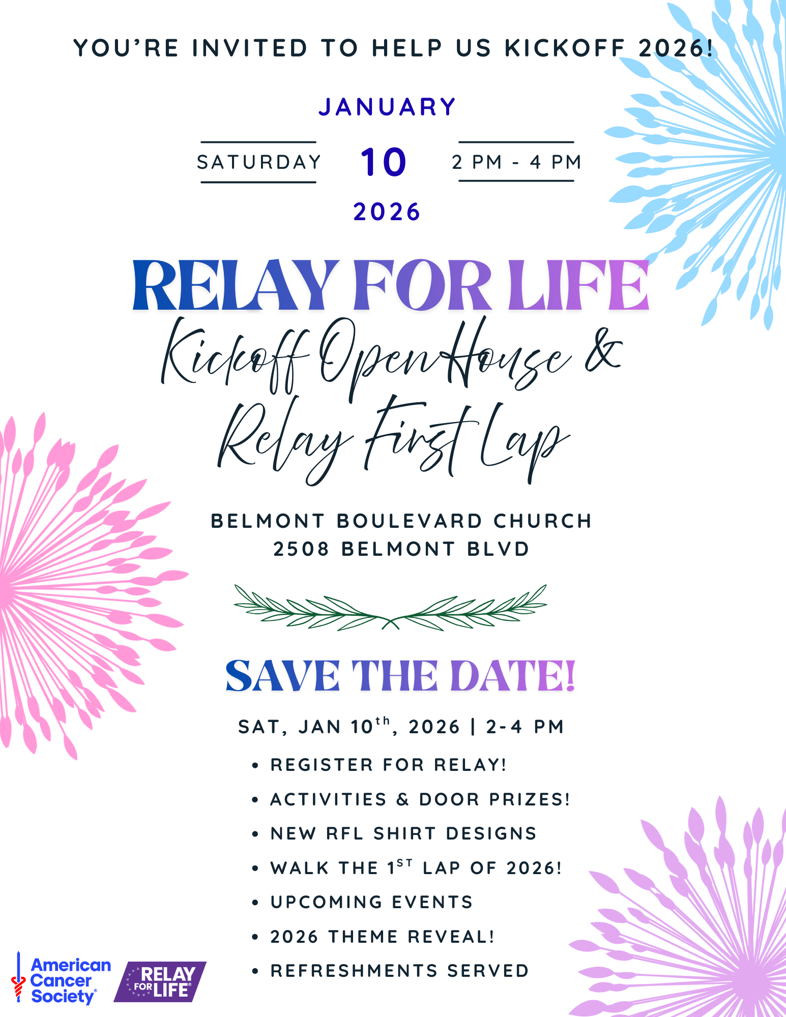 2026 Saline County Relay for Life Kickoff Flyer