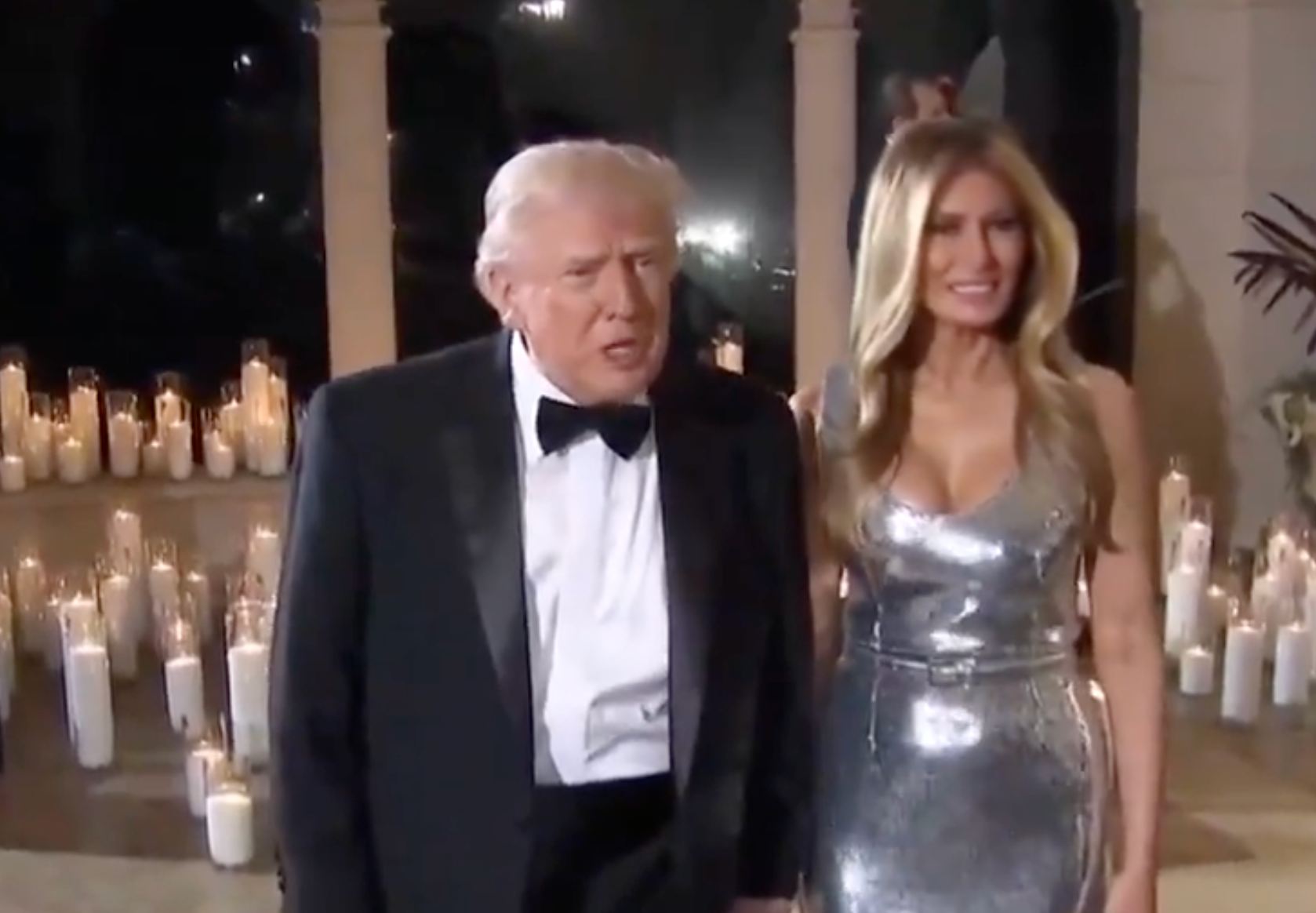 The President and first lady&nbsp;arrive for the New Year's Eve Celebration at Mar-a-Lago. image from White House video