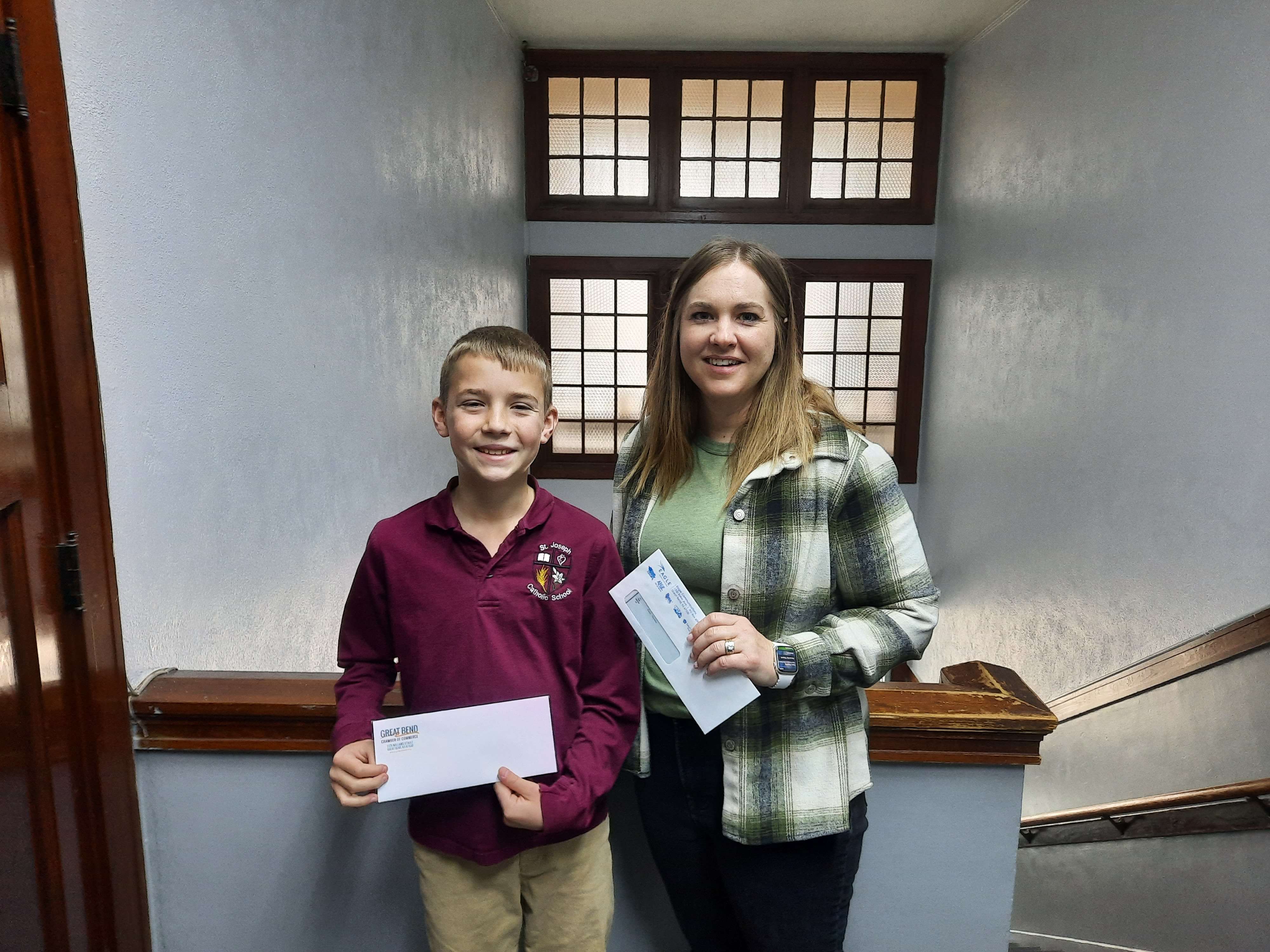 St. Joseph (Ellinwood) fifth grader Jaxon Lewis was selected as Eagle Media's February Make a Difference winner. Lewis and his teacher, Cami Thomas, each received $100.