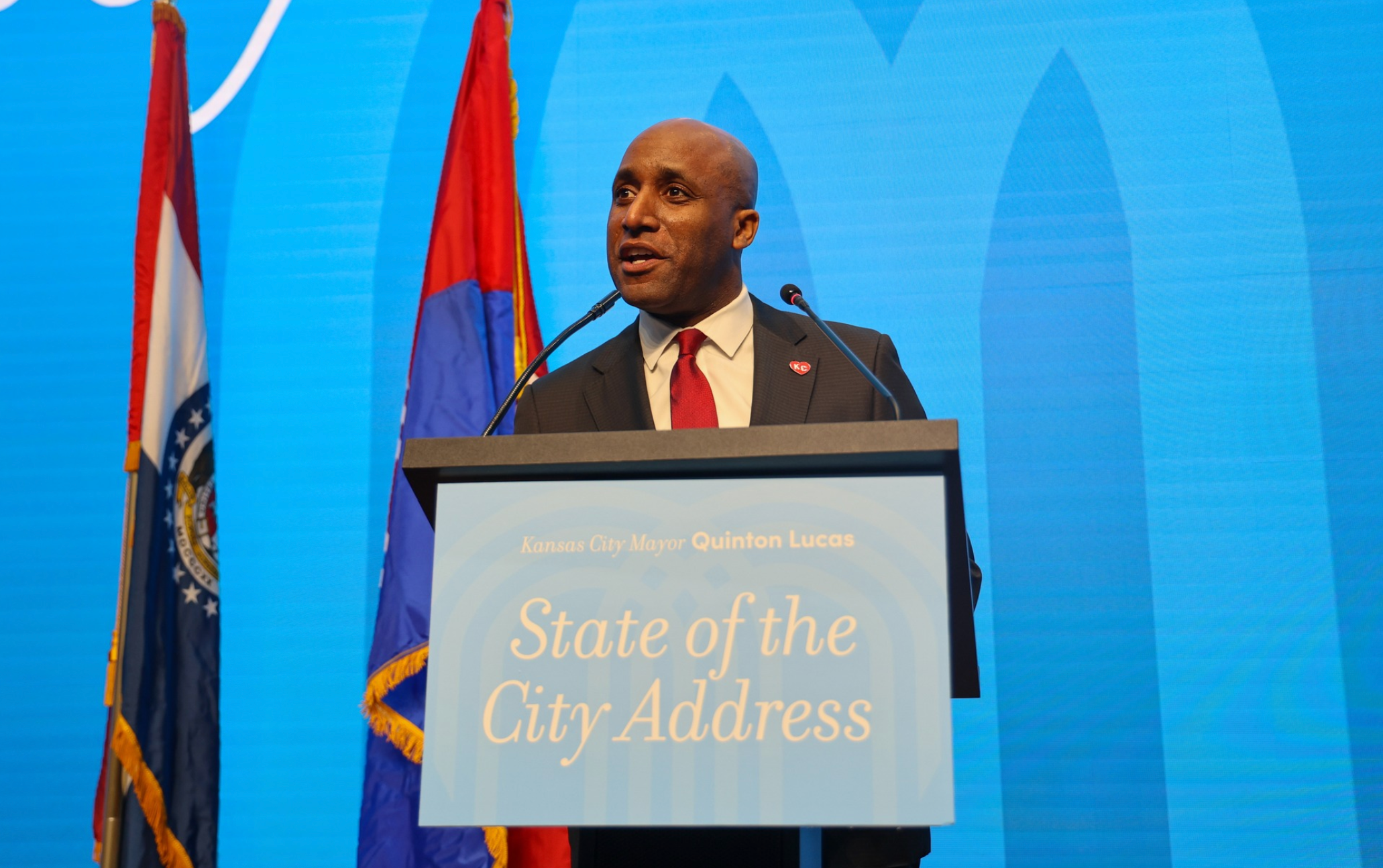 Kansas City Mayor Quinton Lucas delivers his State of the City address in February 2024 (photo courtesy of the City of Kansas City).