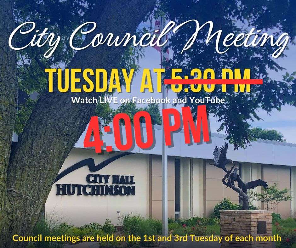 Hutchinson City Council to meet at 4 PM Tuesday