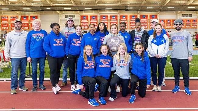 The 2025 Blue Dragon women's track and field team finished third in both the Region 6 and Jayhawk West team standings on Sunday at the Region VI Indoor Track and Field Championships in Pittsburg (Photo by Ed Bailey)