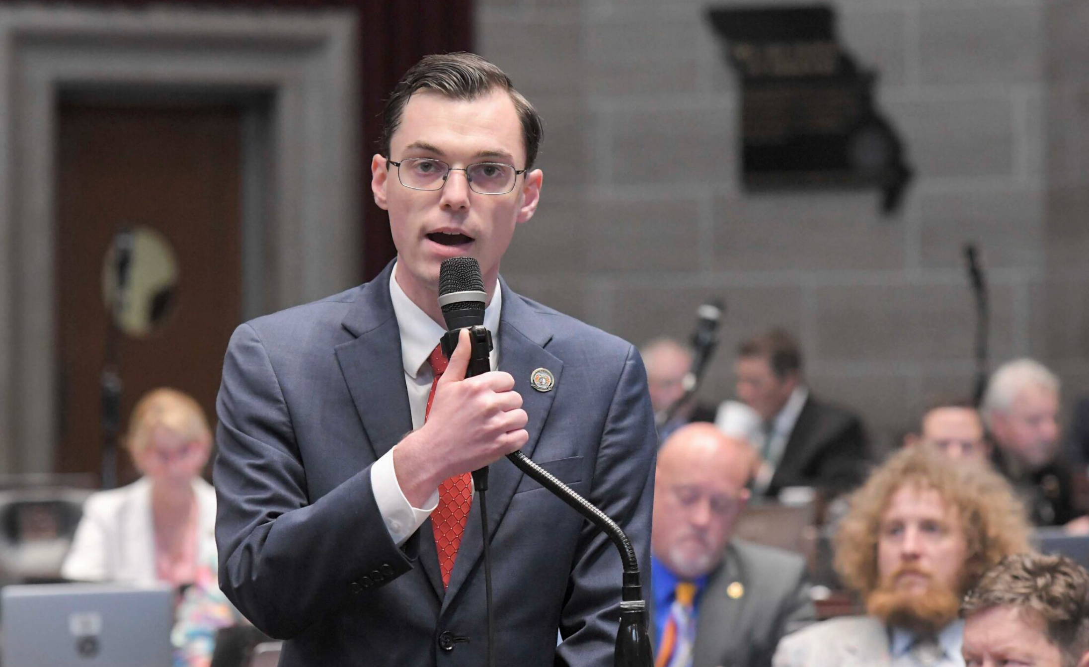  State Rep. Dirk Deaton, R-Noel, speaks on the Missouri House floor in May 2022 (Tim Bommel/Missouri House Communications).