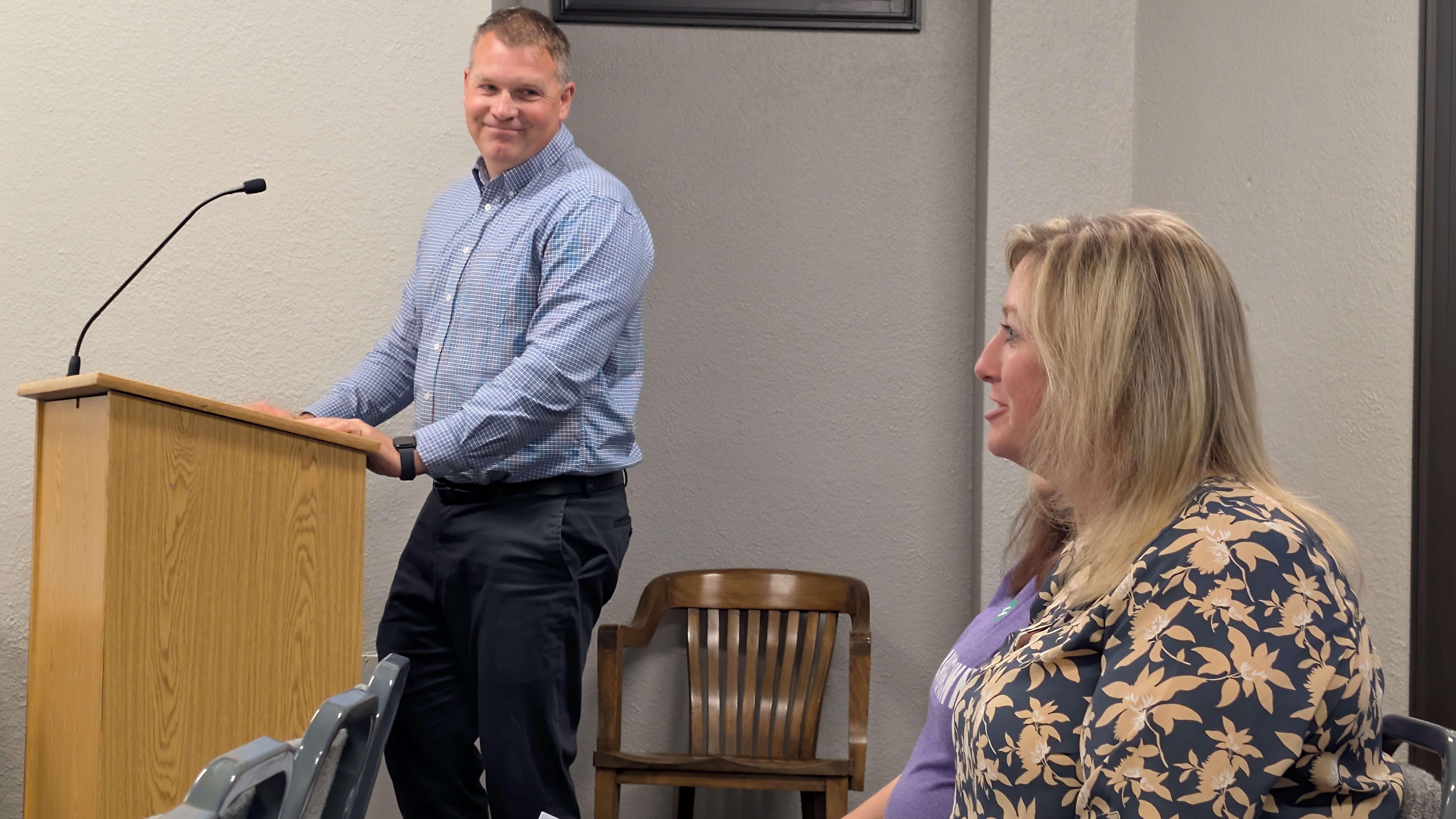 Appraiser Wendy Prosser speaks at the Barton County Commission meeting on June 24, 2025.