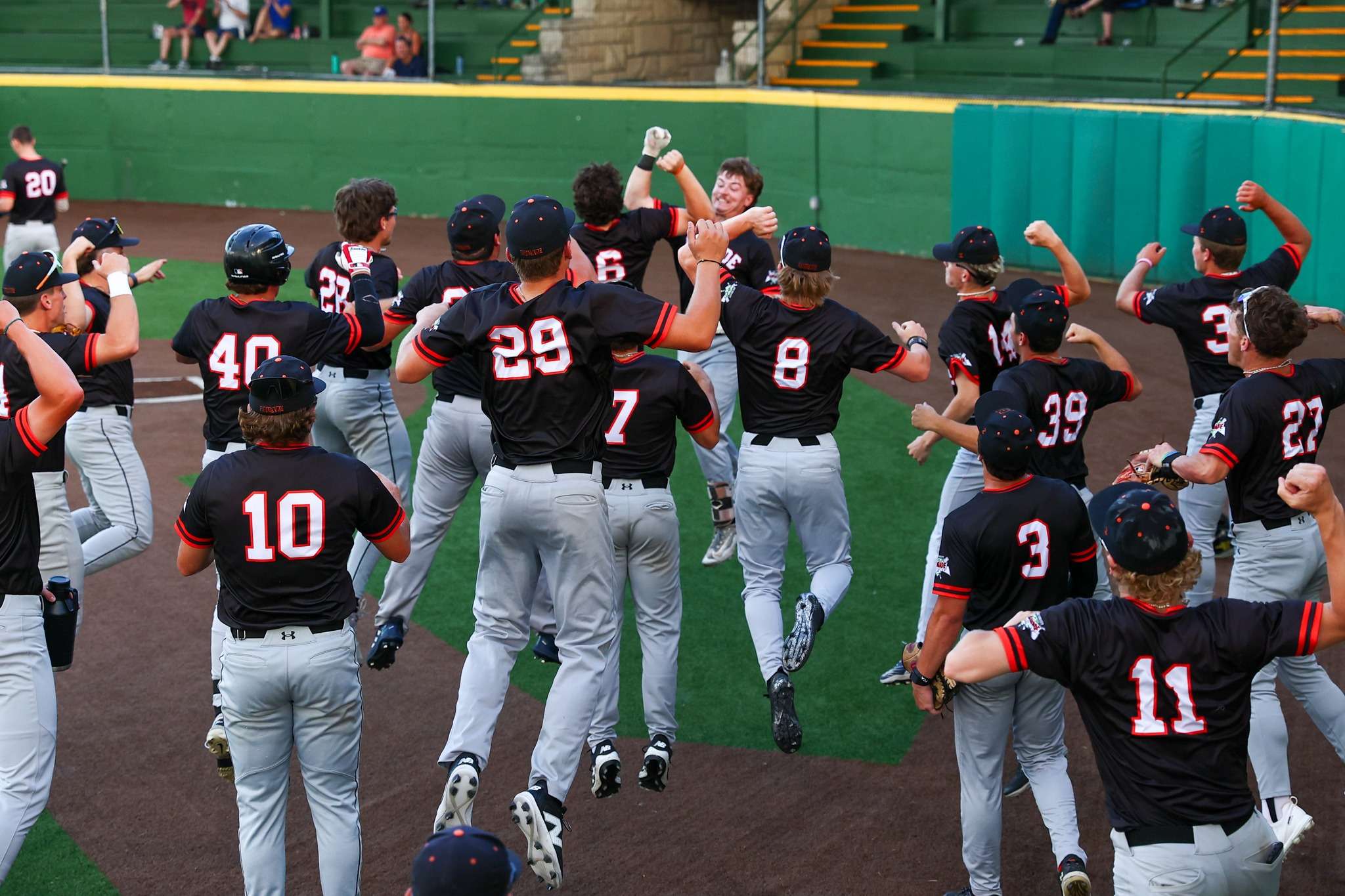 Junction City Brigade players celebrate following a Home Run at Rathert Field (Photo - Junction City Brigade Facebook)