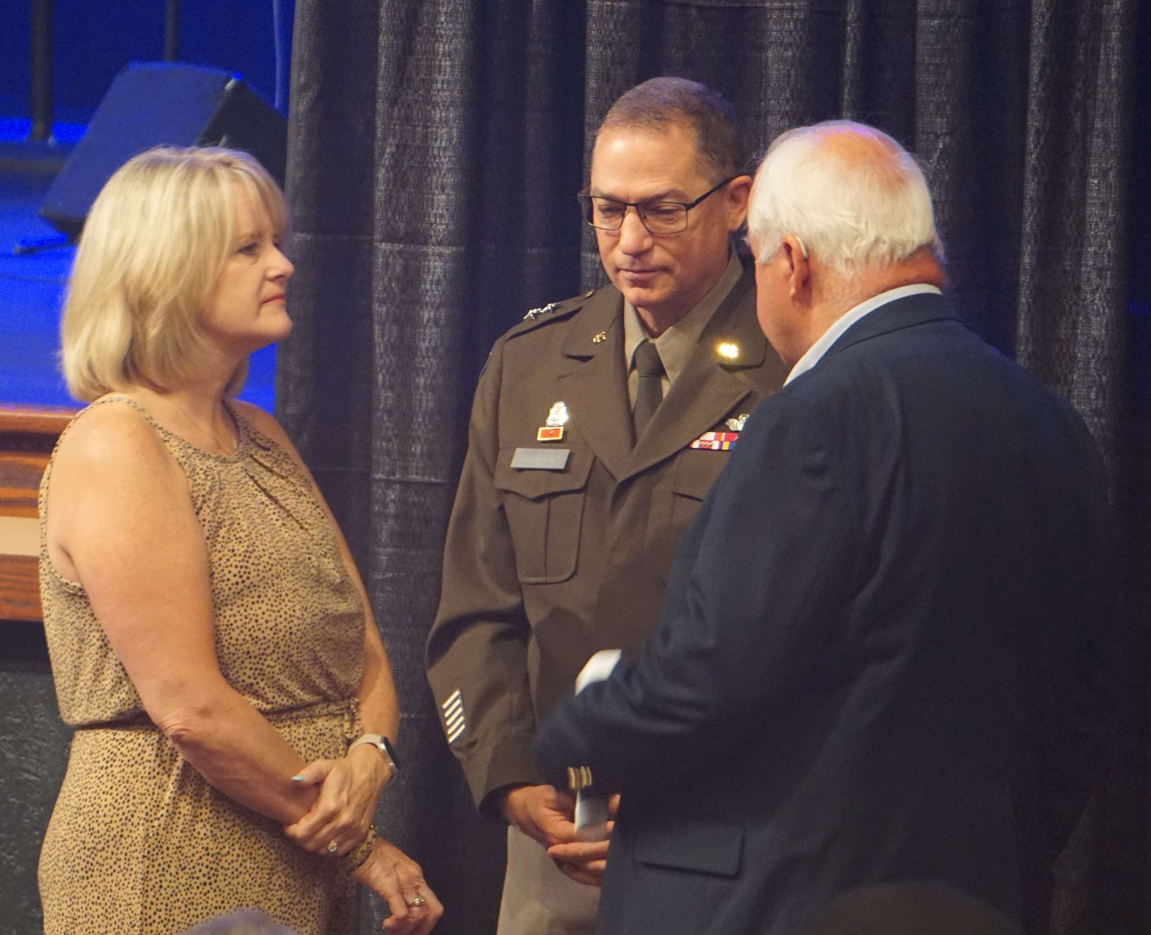 Major Gen. Chales Hausman speaks with St. Joseph Mayor, John Josendale./Photo by Brent Martin