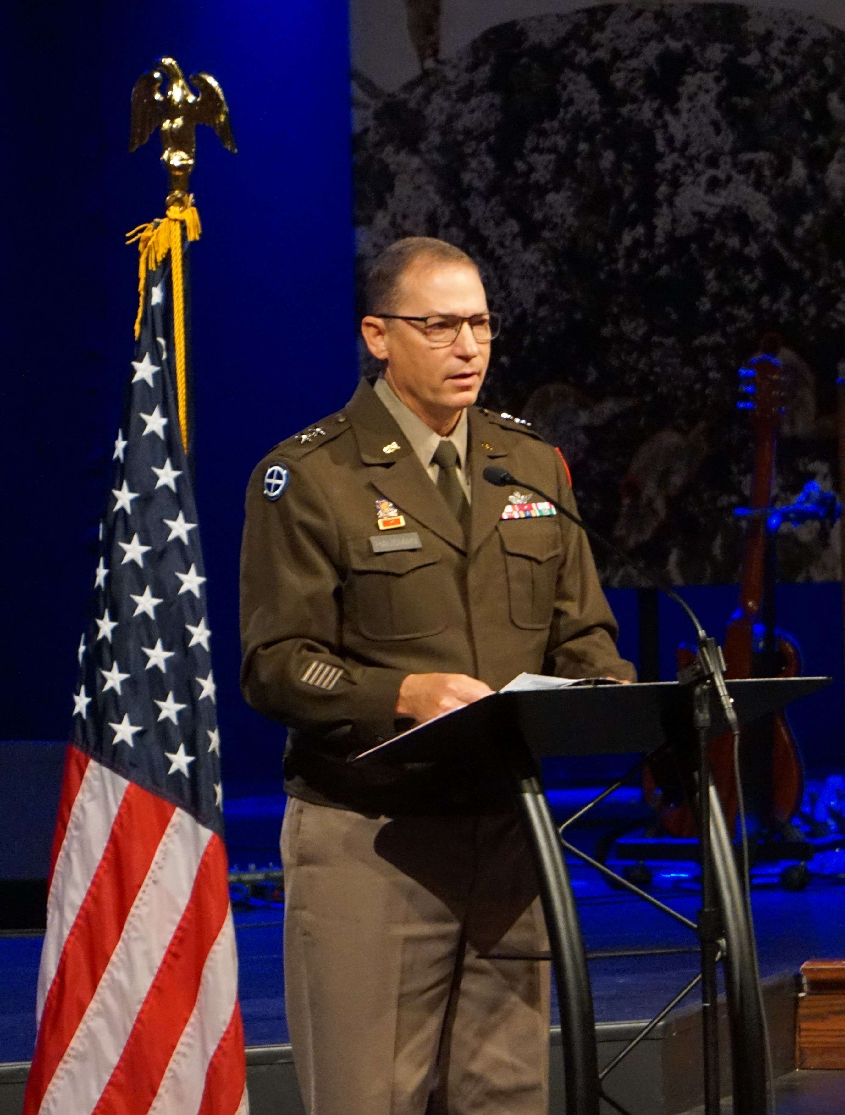 Major Gen. Charles Hausman speaks during the Vietnam War veterans ceremony in St. Joseph./Photo by Brent Martin