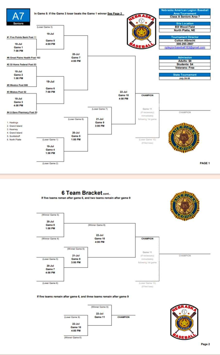 NP Legion Baseball A7 Senior Bracket