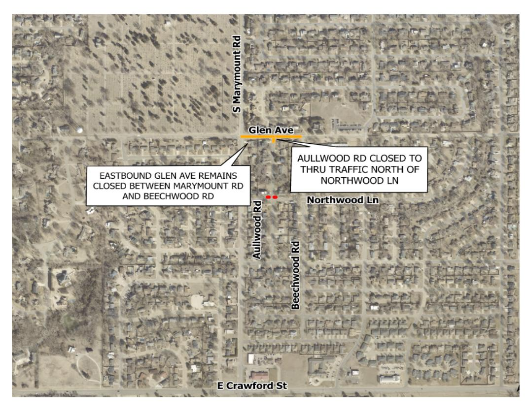Utility construction notice from the City of Salina along Glen Ave. from Marymount to Beechwood Rd.; courtesy of the City of Salina