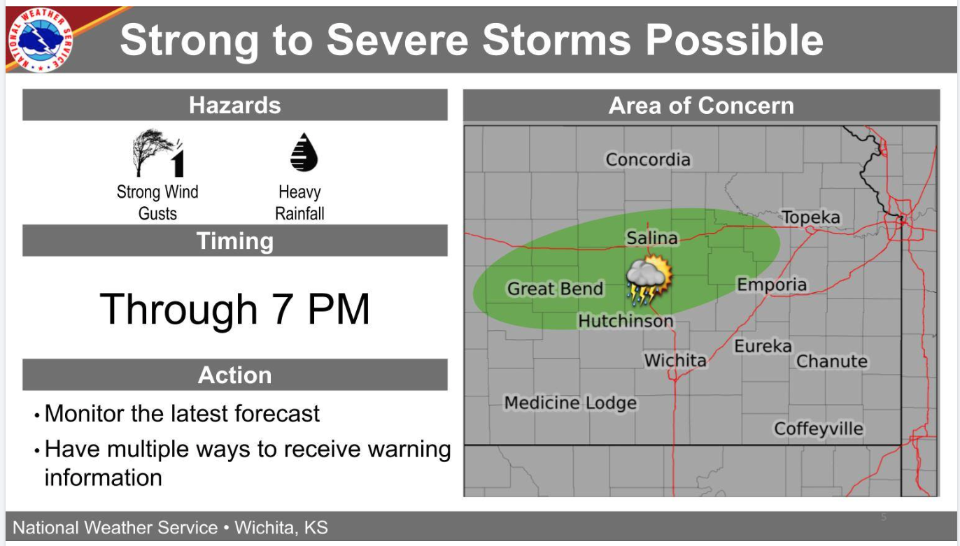 Severe storms chart from the US National Weather Service (Wichita, KS) on Wednesday, July 16; courtesy of the US National Weather Service 