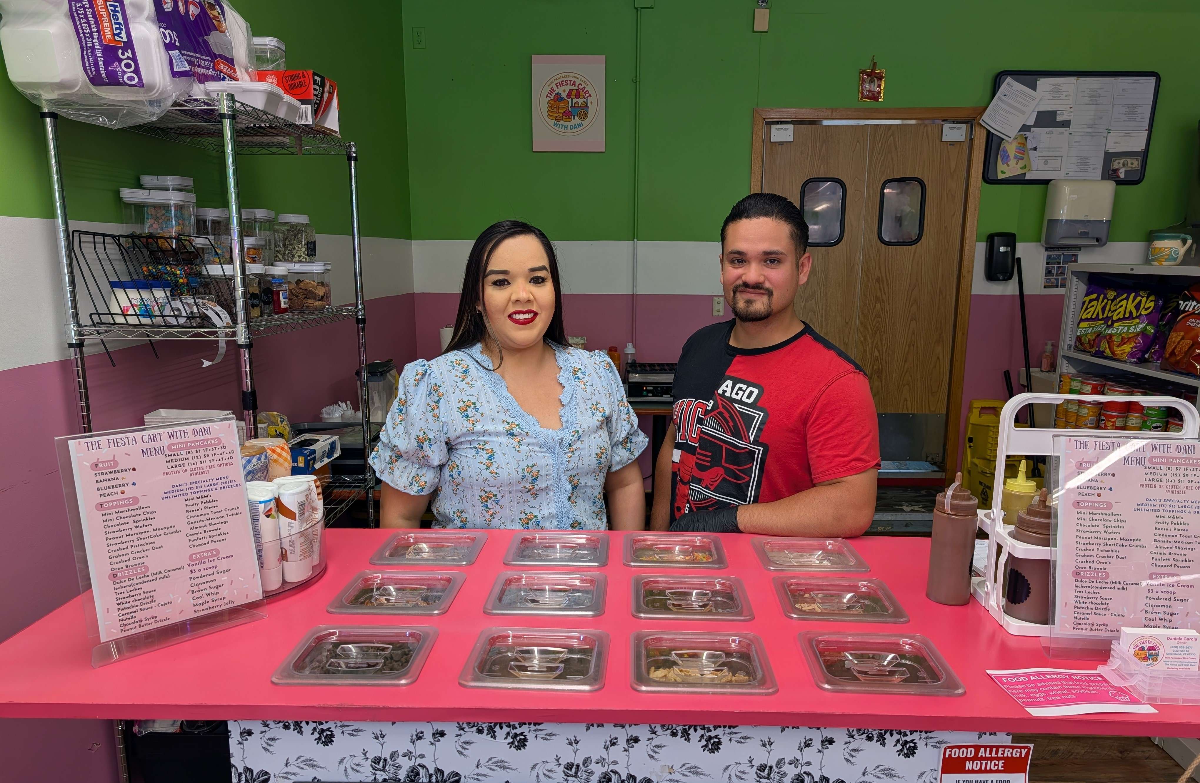 Daniela and Omar Garcia recently opened The Fiesta Cart with Dani, a portable food business that offers mini pancakes and other treats with Mexican and American-inspired toppings.