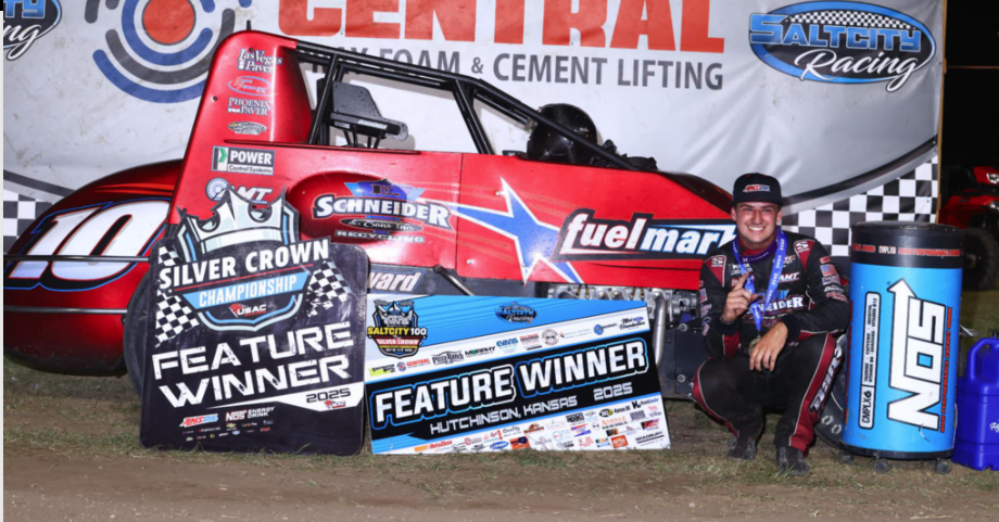 Briggs Danner scores his first career USAC Silver Crown victory in the Salt City 100 (Photo courtesy USAC Rarcing)