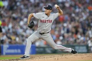 Boston Red Sox pitcher Rich Hill throws against the Detroit Tigers in the seventh inning of a baseball game, Aug. 31, 2024, in Detroit. (AP Photo/Paul Sancya, File)