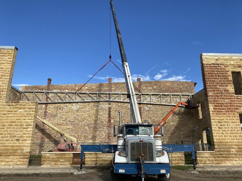Steel trusses being installed to the Wilson Czech Opera House. Courtesy photo