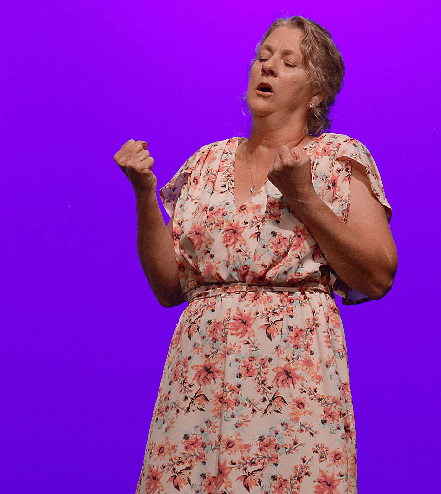Expressing her emotions related to the love she once had, Donna (Anita Walters) sings “The Winner Takes It All.” Photo by Bill Gasper/Special to Post