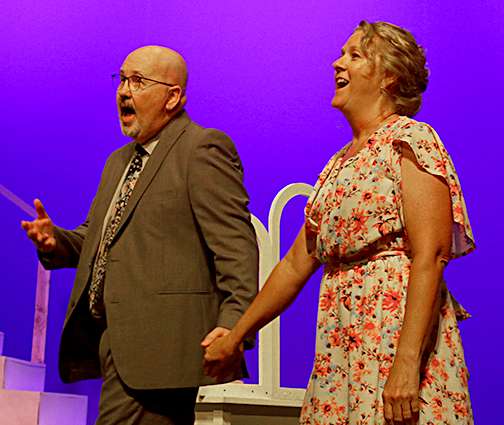 Harry (Andy Stanton) and Donna (Anita Walters) reminisce their past time together in the song “Our Last Summer.” Photo by Bill Gasper/Special to Post