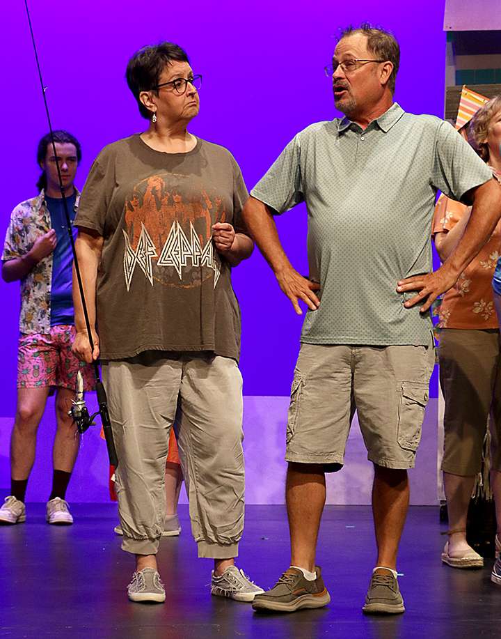 Returning from a fishing trip, Rosie (Dana Jo Stanton) and Bill (Monte Smith) are not shy about revealing their feelings for each other. Photo by Bill Gasper/Special to Post