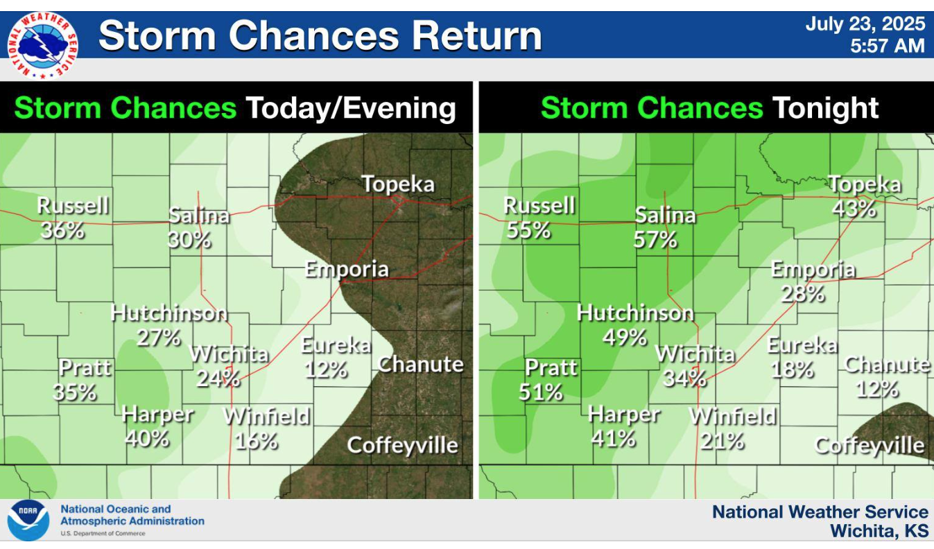 Wednesday, July 23; courtesy of the US National Weather Service (Wichita, KS) 