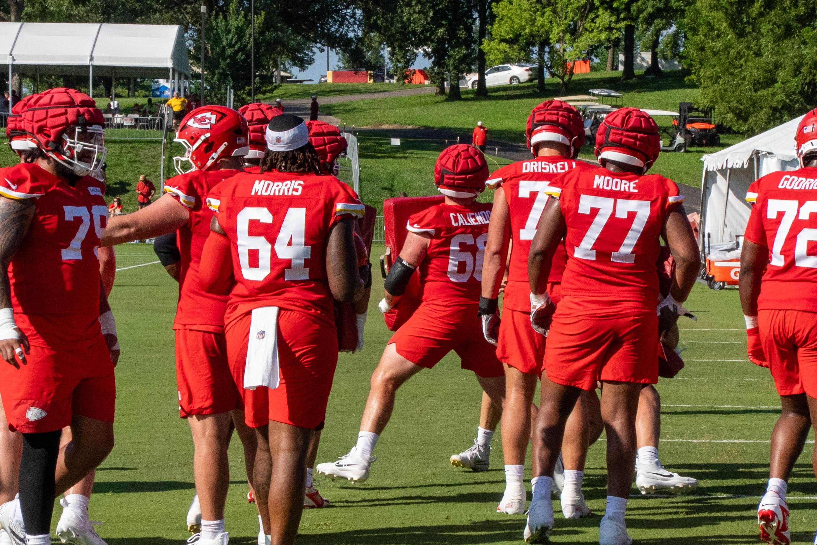 Mike Caliendo works on a blocking drill/ Photo by Justin Peacock