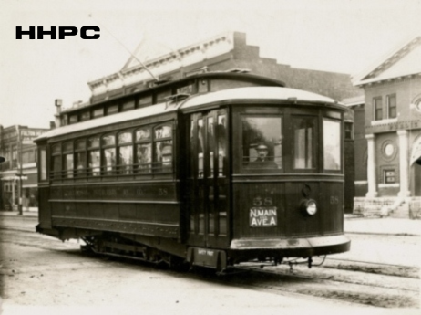 Hutchinson Interurban #58 - 5th & Main - c. 1915 (with driver B.F. Reger- Perry Reger's grandfather). Courtesy of the Conard-Harmon Collection.