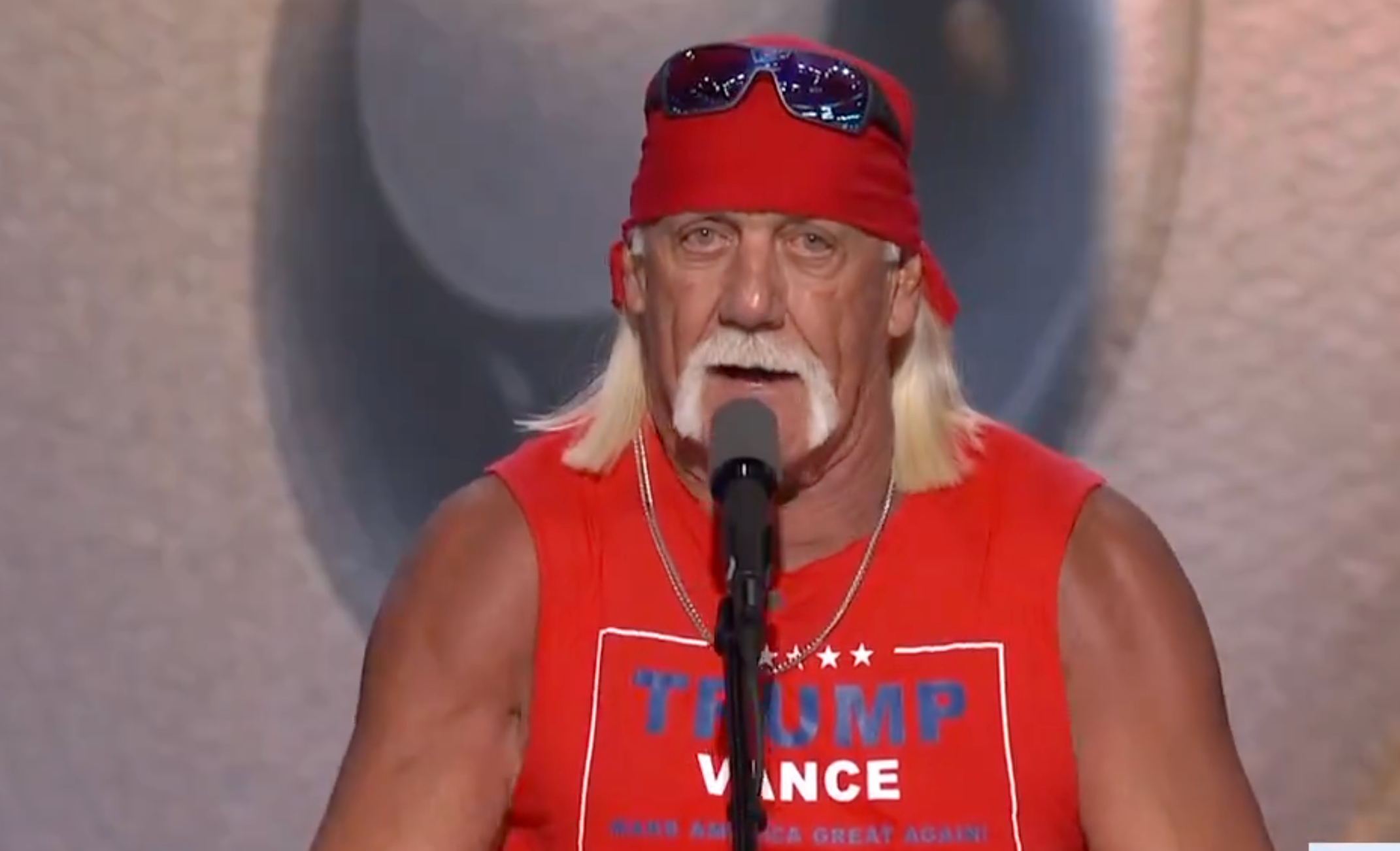 Hulk Hogan spoke on the final night of the Republican National Convention last July-image courtesy CSPAN