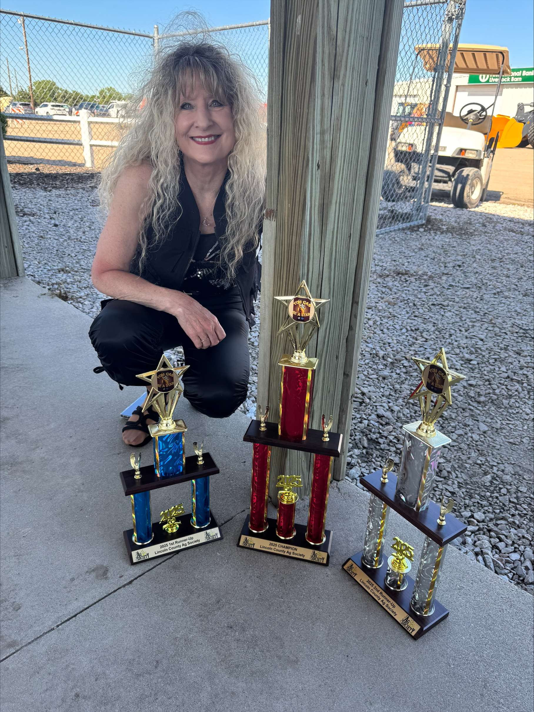 Wynne Adams with the You Can Be A Star Trophys