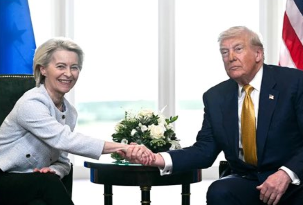 President&nbsp;<a href="https://apnews.com/hub/donald-trump">Donald Trump</a>&nbsp;and European Commission chief Ursula von der Leyen-image from White House video