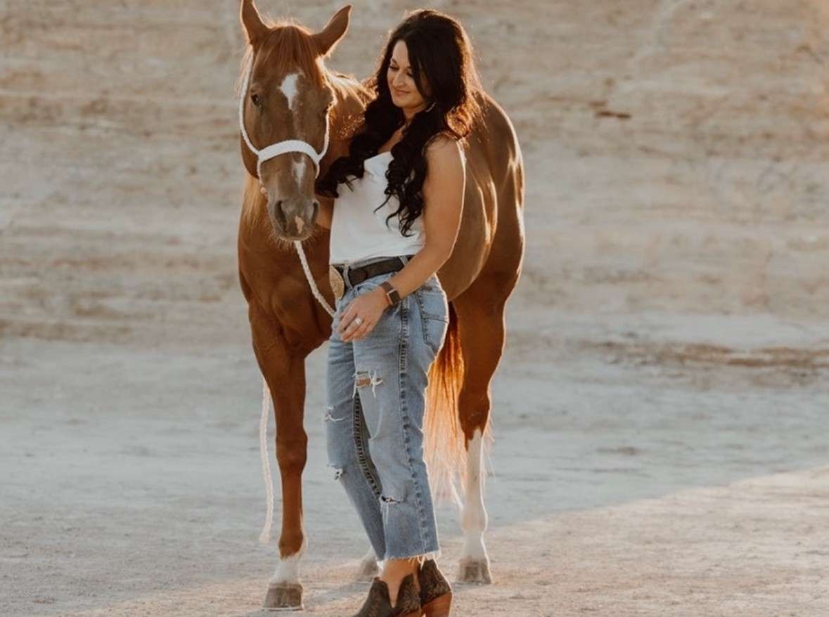 Lindsey Hughes with her mare 'Jackie.' Hughes lives in Abilene and will compete at the Wild Bill Hickok Rodeo on August 1; photo courtesy of Lindsey Hughes