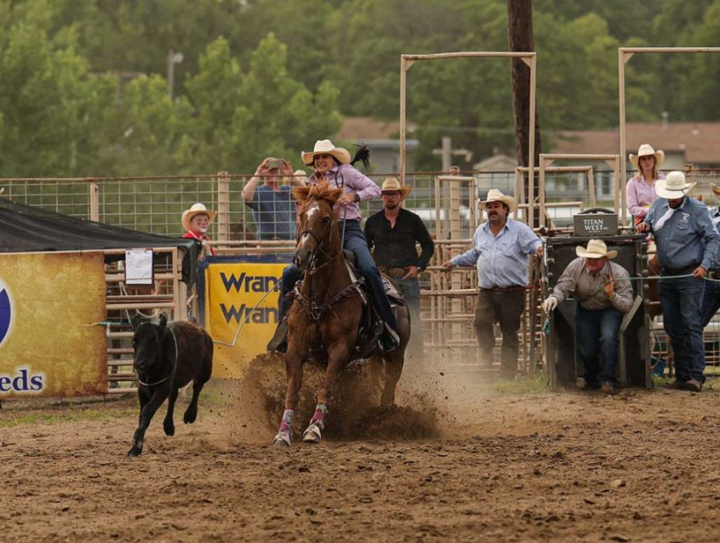 Lindsey Hughes competes in the breakaway roping on her horse Jackie. The mare, who is blind in one eye, doesn’t let her disability stop her from living her best life; photo courtesy of Lindsey Hughes&nbsp;