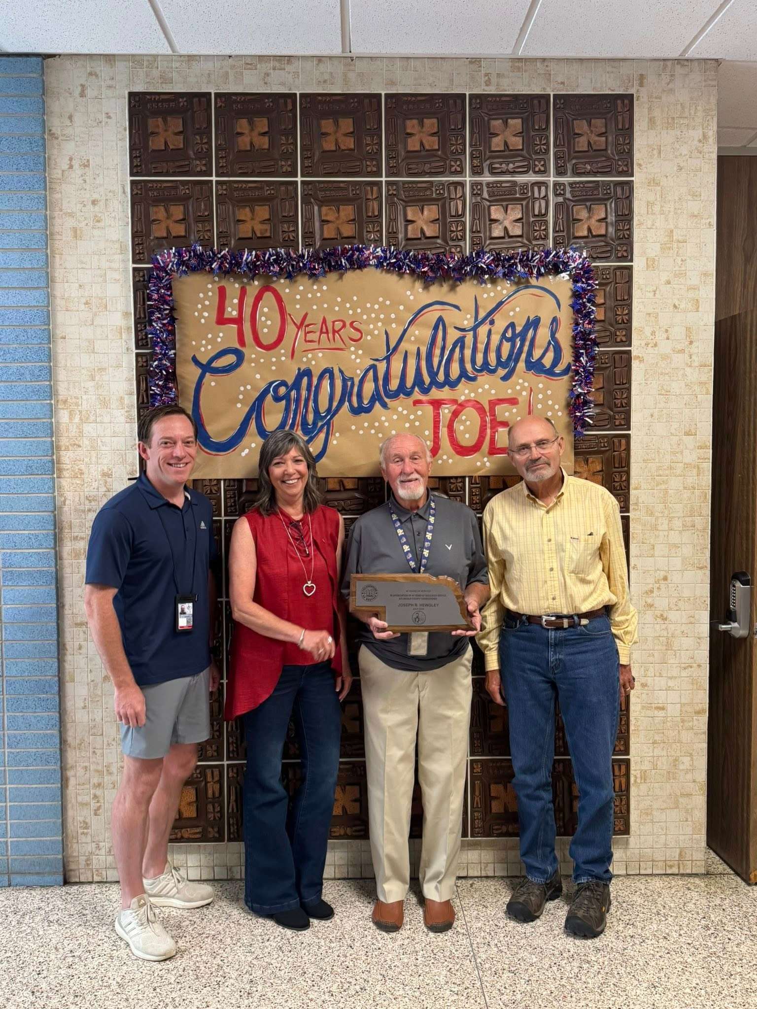 Lincoln County Commissioner Joseph Hewgley was surprised with a special recognition reception this morning recognizing his 40 years of service as a County Commissioner.