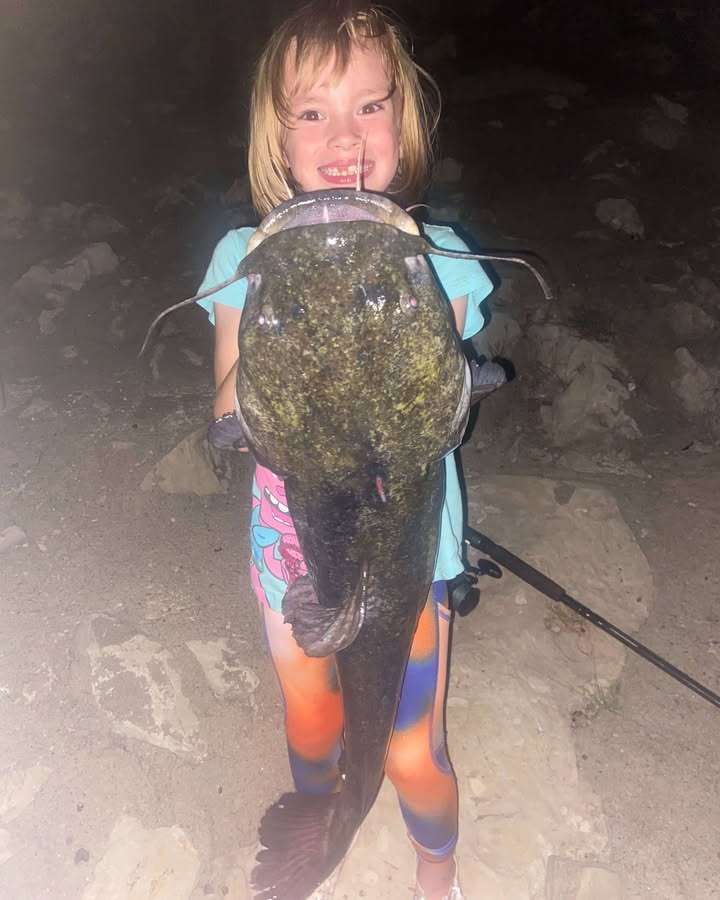 Nevaeh Edmonson with the flathead she caught on her birthday. (Photo provided by Molly Kate Whitaker)
