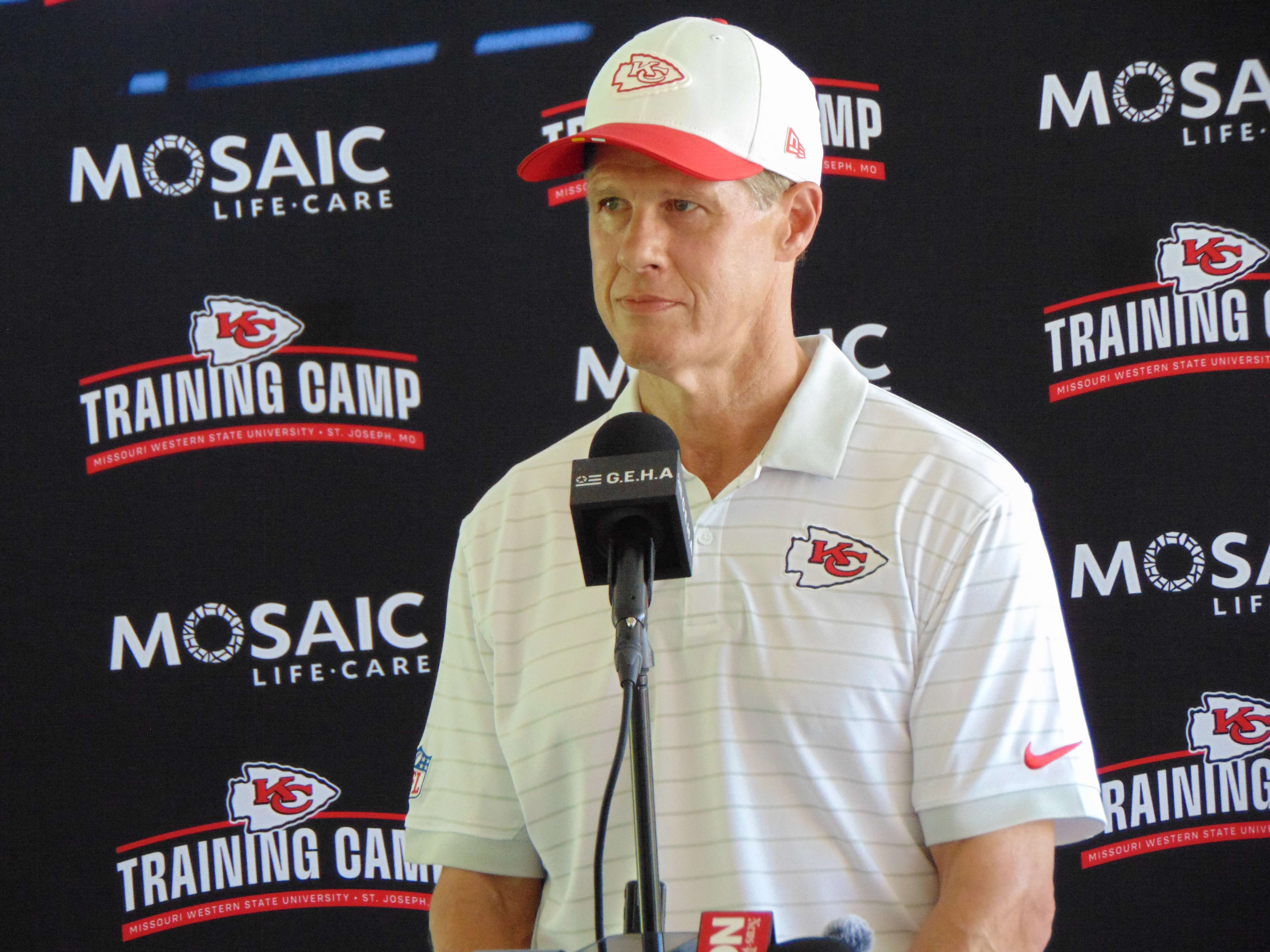 Chiefs CEO, Clark Hunt, takes reporters' questions at Chiefs Training Camp in St. Joseph/Photo by Brent Martin
