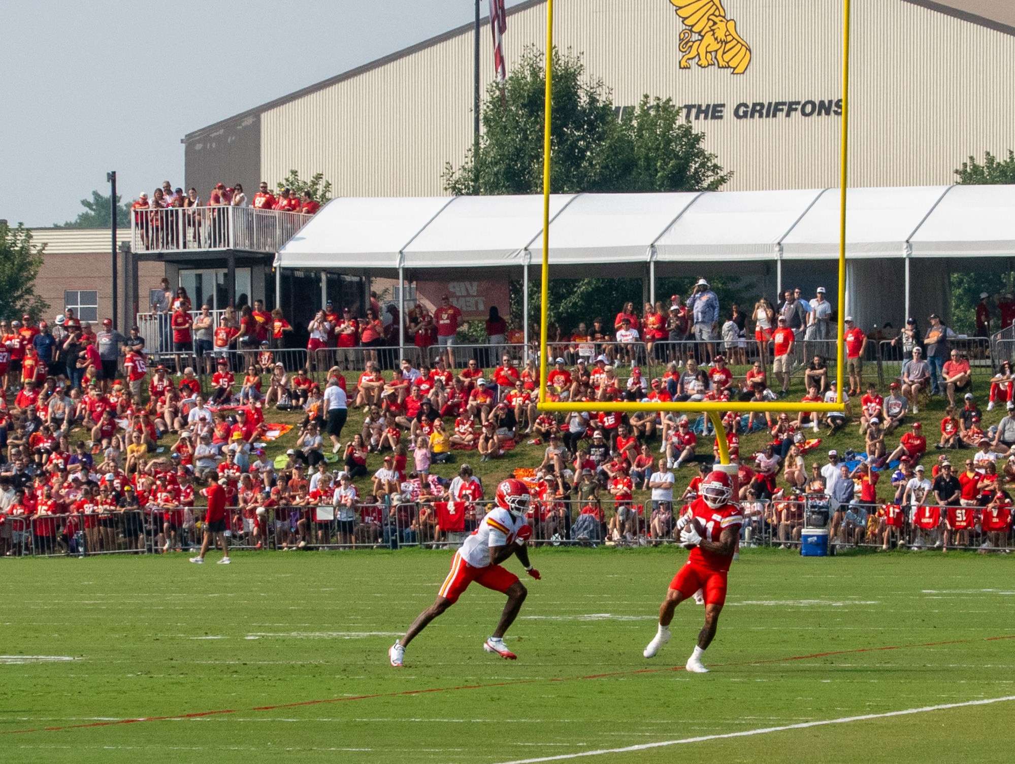 Nikko Remigio (81) catches a pass during Chiefs Training Camp/ Photo by Justin Peacock