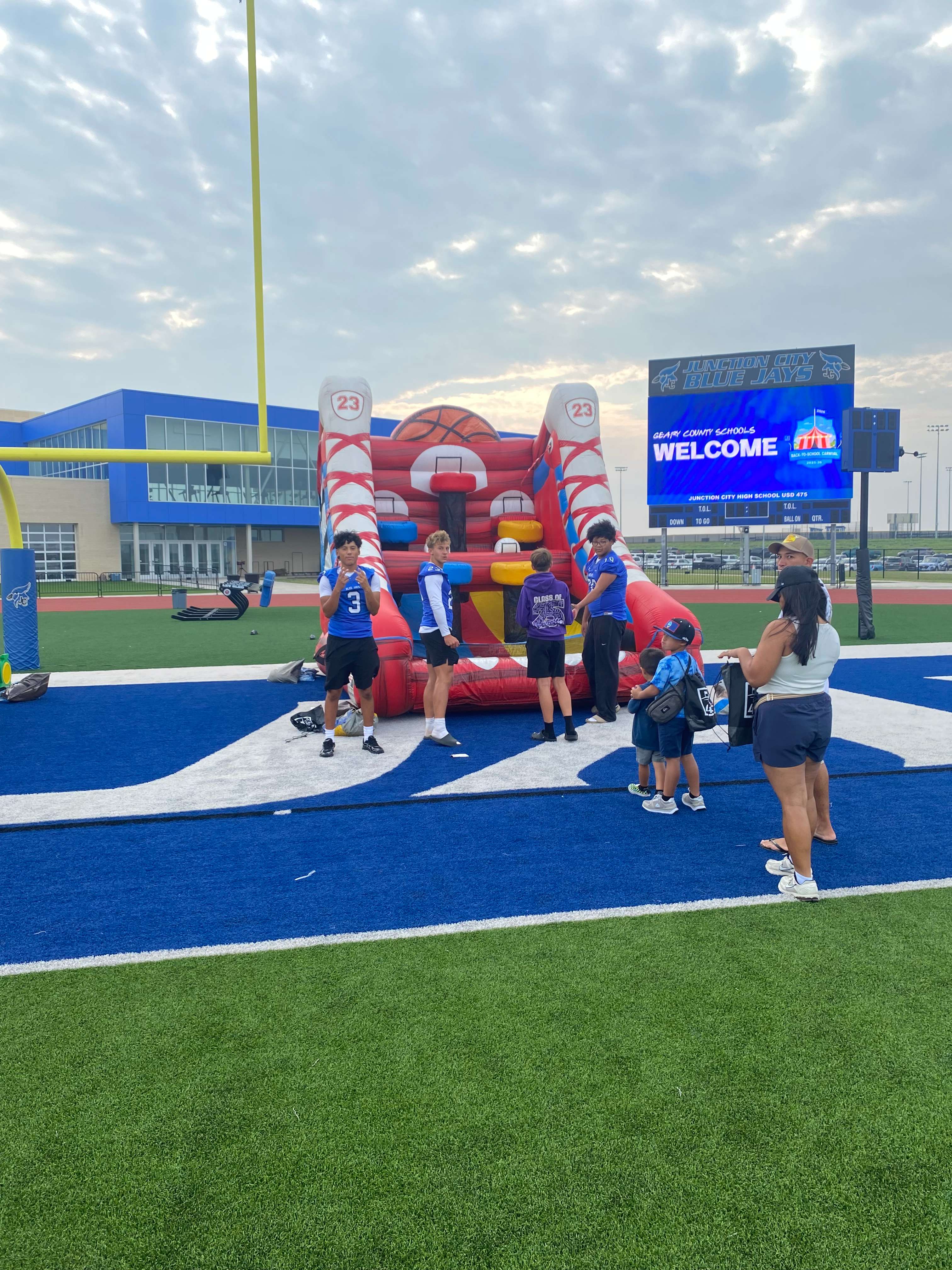 One of the many inflatables that kids were able to participate in. JCHS students and athletes volunteered to help at the event.&nbsp;