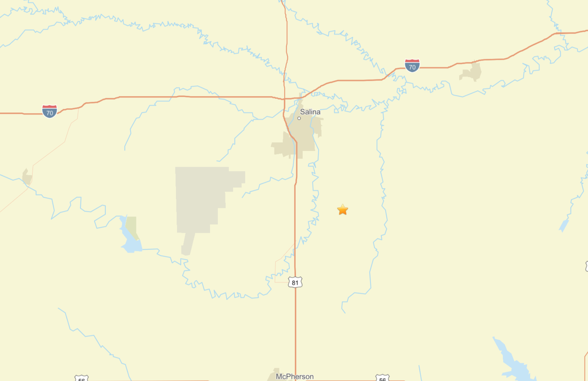 Star marks the location of the quake- USGS image