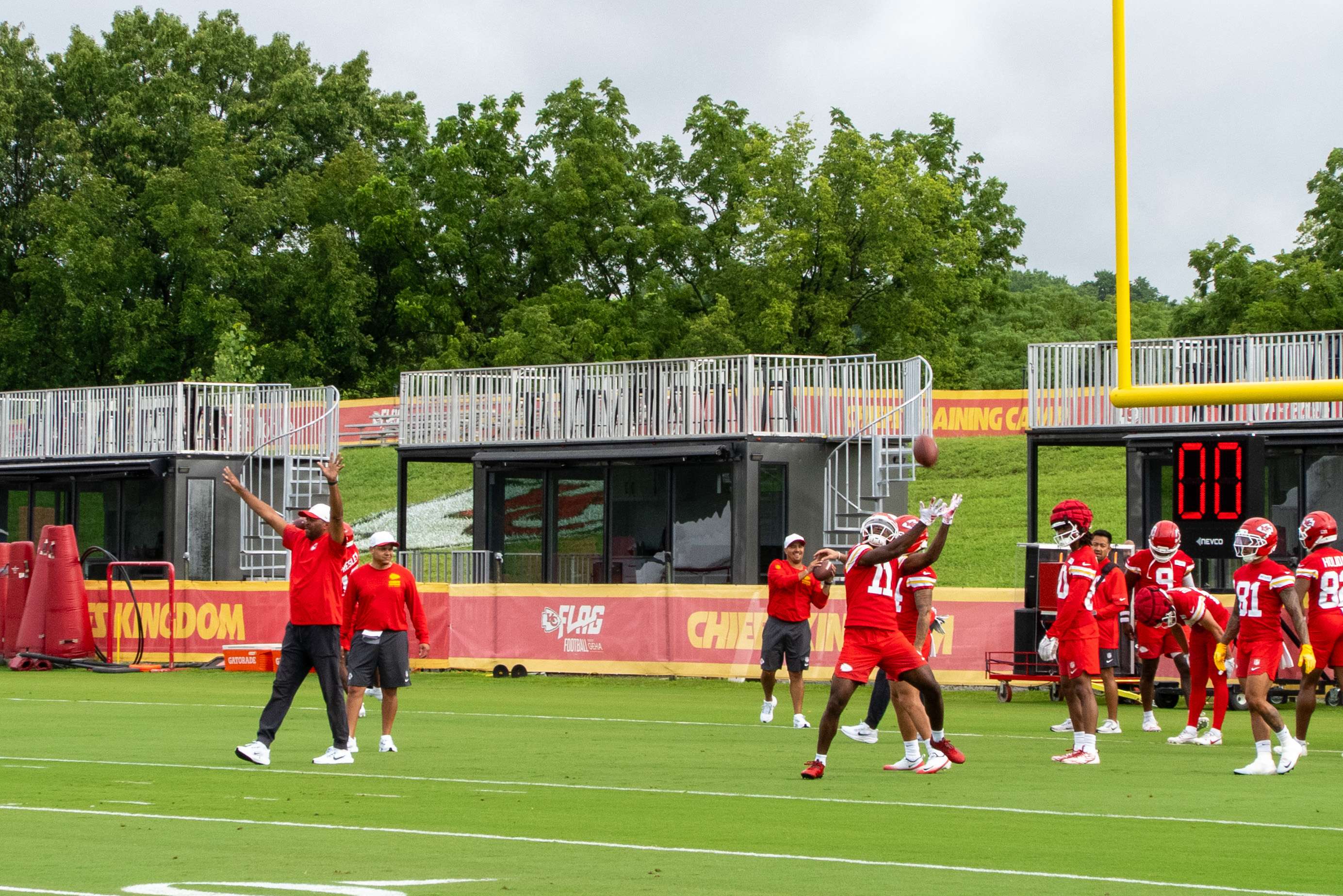 Jalen Royals (11) goes for a catch during Chiefs Training Camp/ Photo by Justin Peacock