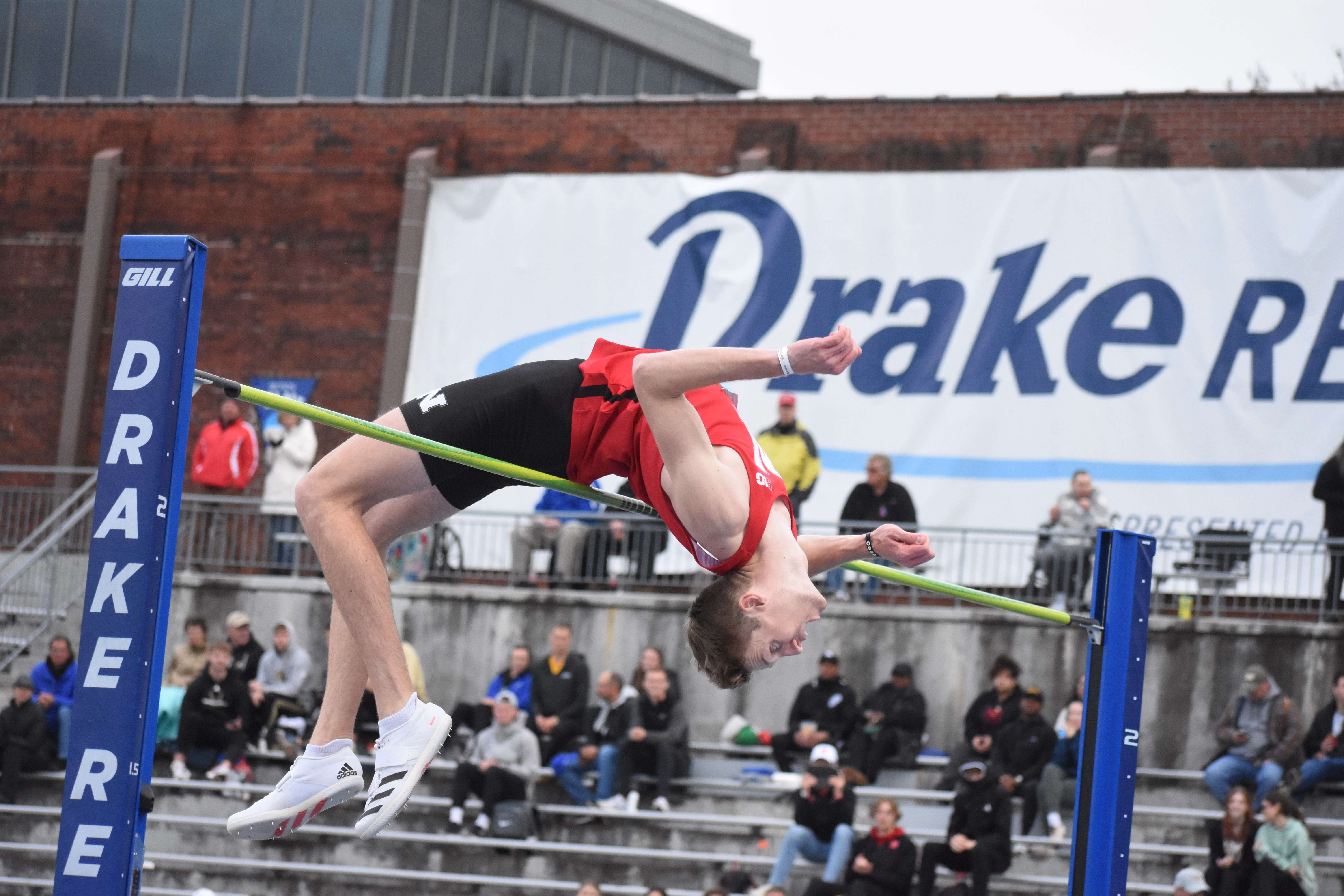 FILE — Tyus Wilson competes in the high jump at the Drake Relays on April 27, 2024, in Des Moines, Iowa. (Great Bend Post Photo/Mike Courson)